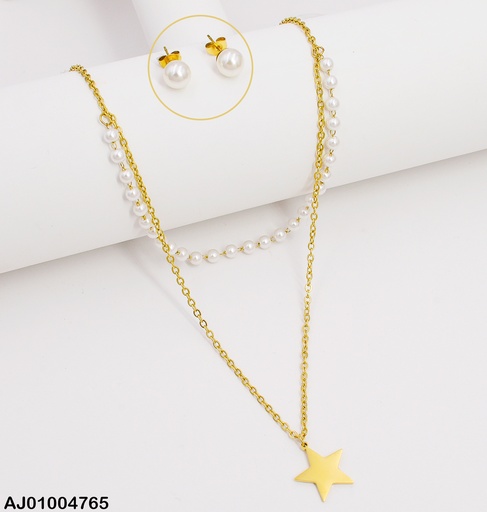 [AJ01004765] JUEGO PERLAS DOBLE CAD.PERLITAS/TRAD.DIJE PLACA ESTRELLA (NPE2025)
