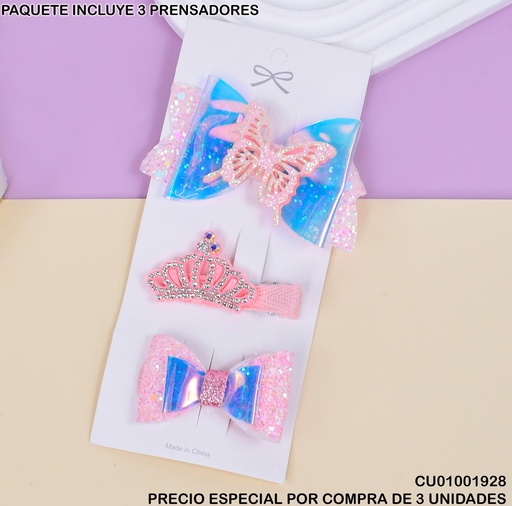 [CU01001928] SET 3 PRENSADORES ROSADOS B3948-3H
