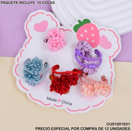 [CU01001931] SET 5 LIGAS CABELLO FLORES COL.SURTIDOS B3948-14A