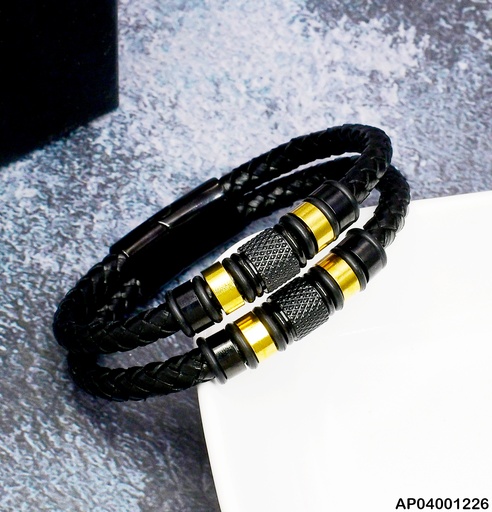 [AP04001226] PULSERA 2 LINEAS ⬛⬜🔳⬜⬛ # 081573-005