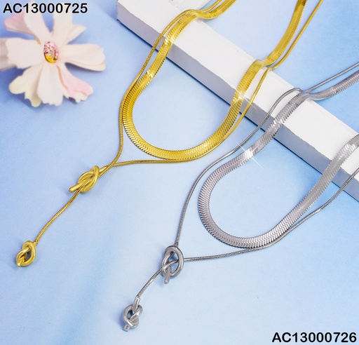 [AC13000726] CADENA DOBLE PLAT. DOBLE DIJE NUDO CA184-45