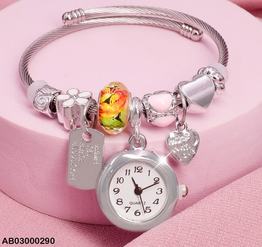 [AB03000290] BRAZALETE RELOJ PLATD. PLACA CORZN. FLOR # 004P7720-100/P7518