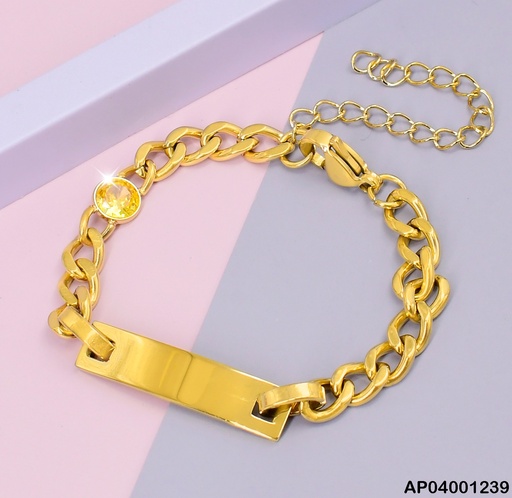 [AP04001239] PULSERA MARTILLADA PLACA ZIRC. AMARILLA # 002F11650-513