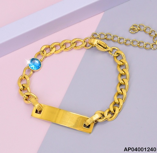 [AP04001240] PULSERA MARTILLADA PLACA ZIRC. CELESTE # 002F11650-513