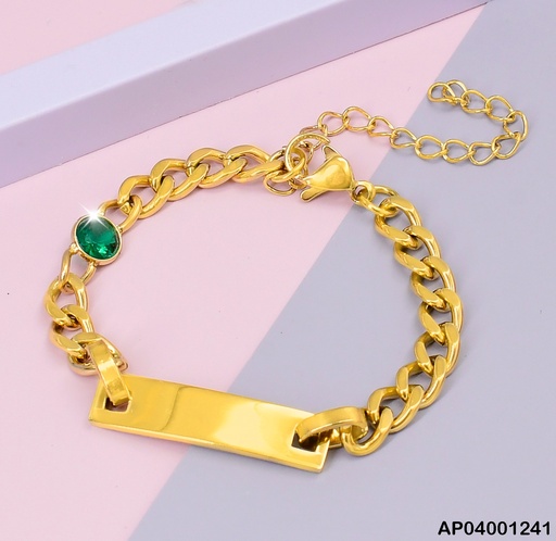 [AP04001241] PULSERA MARTILLADA PLACA ZIRC. VERDE # 002F11650-513