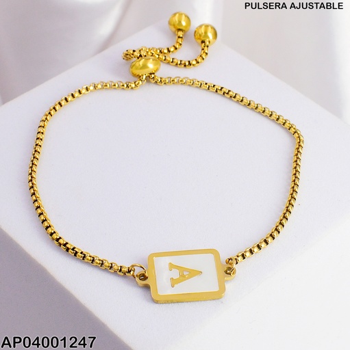 [AP04001247] PULSERA INICIAL (A) PLACA RECTANGULO #0780411-A-YQ