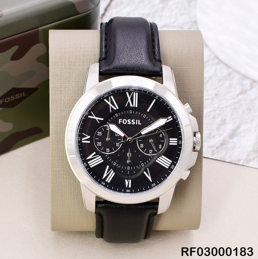 [RF03000183] RELOJ FOSSIL CHRONO CUERO/FONDO NEGRO FS4812