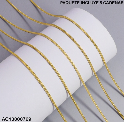 [AC13000769] PAQUETE 5 CADENAS COLA RATON DORADAS 2941