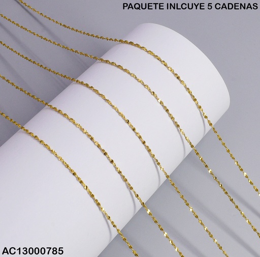 [AC13000785] PAQUETE 5 CADENAS DORADAS FINAS TORNEADAS 2977