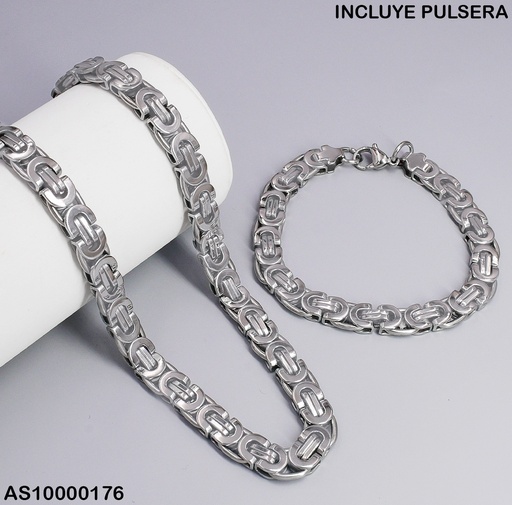 [AS10000176] SET PLAT.CADENA-PULSERA ESLABONES ANCHOS DOBLE"C" 6870