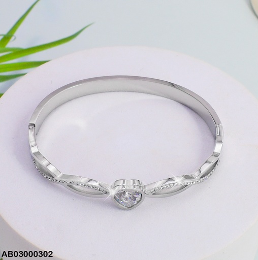 [AB03000302] BRAZALETE PLATD. ()  CORAZON ZIRC. 080469-188