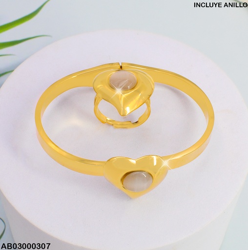 [AB03000307] BRAZALETE CORAZON CENTRO CREMA 080849-152