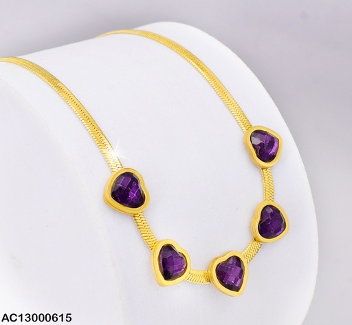 [AC13000615] CADENA SERPIENTE 5 CORAZONES MORADO 0747601-180