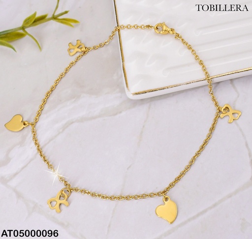 [AT05000096] TOBILLERA DIJES PLACA CORAZON IRREG-CROQUI LAZO