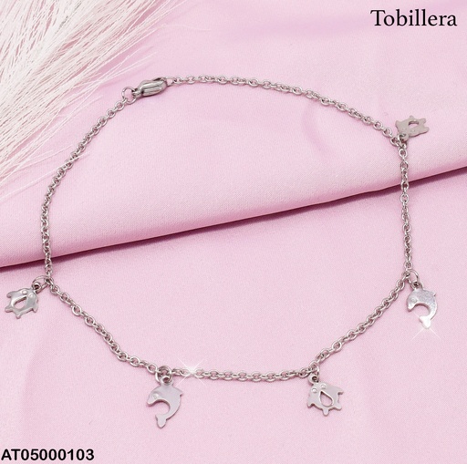 [AT05000103] TOBILLERA PLATEADA DIJES DELFINES INDIV-PAREJAS