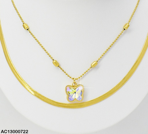 [AC13000722] CADENA SERPIENTE/CILINDRO DOBLE DIJE:MARIPOSA #CA177-45