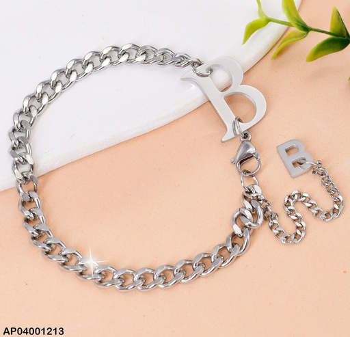 [AP04001213] PULSERA PLATD. ESTILO CUBANA #BA097-45