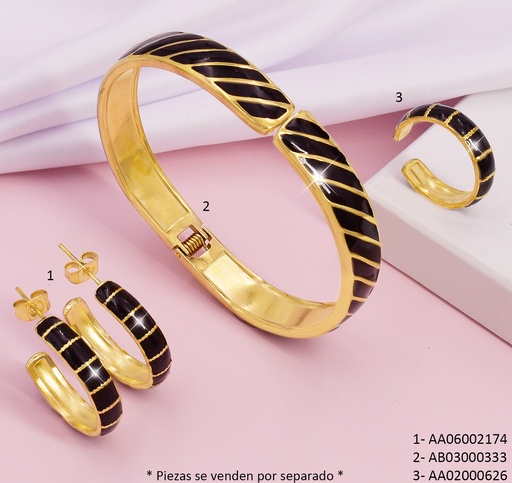 [AB03000333] BRAZALETE LINEAS DIAGONALES DOR/NEGRO 080701-W25