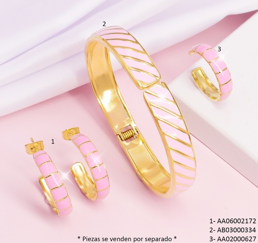 [AB03000334] BRAZALETE LINEAS DIAGONALES DOR/ROSADA AB080704