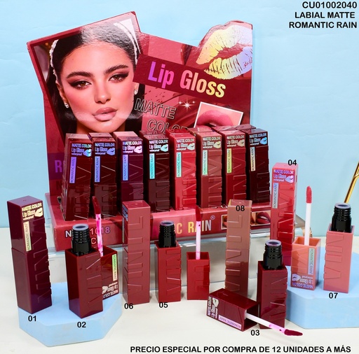 [CU01002040] LIP GLOSS MATTE ROMANTIC RAIN SURTD. R1018