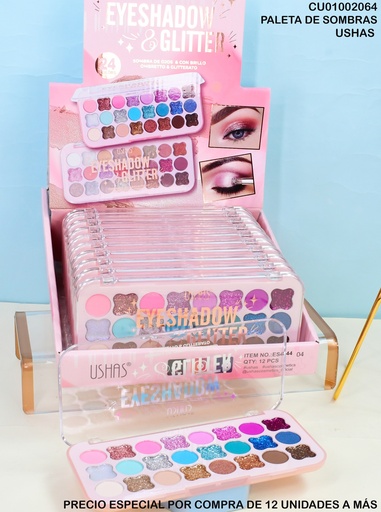 [CU01002064] PALETA 24 TON. SOMBRAS  GLITTER USHAS ES4344-4