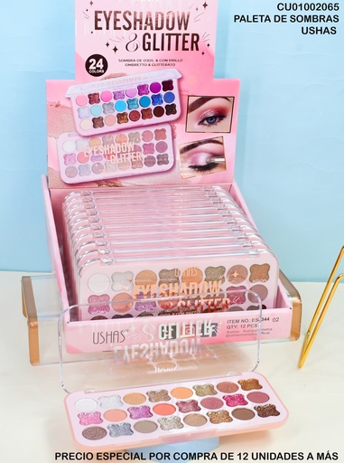 [CU01002065] PALETA 24 TON. SOMBRAS  GLITTER USHAS ES4344-2
