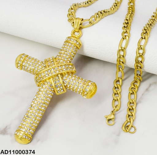 [AD11000374] DIJE CRUZ GRANDE ZIRCONIAS"X"CENTRO 080631-106T
