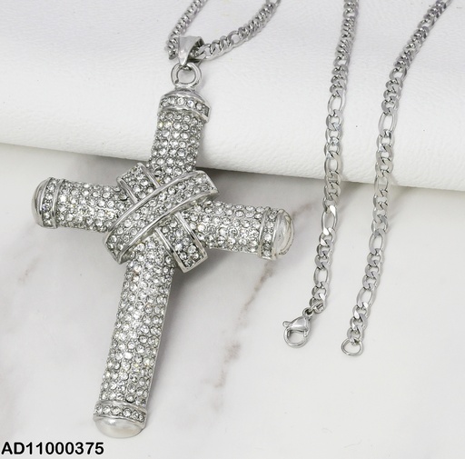 [AD11000375] DIJE PLATEADO CRUZ GRANDE ZIRCONIAS"X"CENTRO 080632-106T