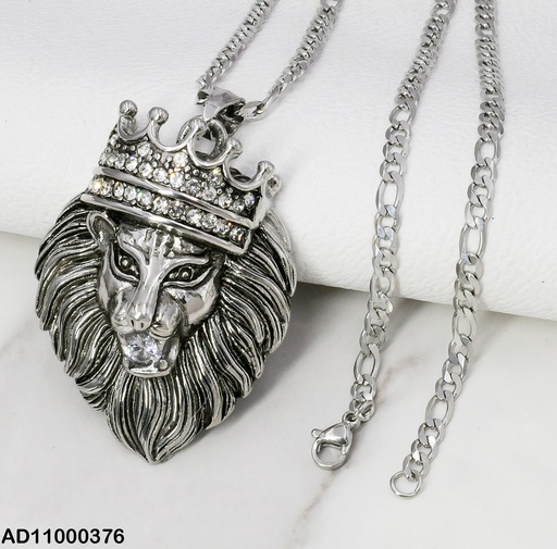 [AD11000376] DIJE PLATEADO CABEZA DE LEON CORONA C/ZIRCONIAS 080643