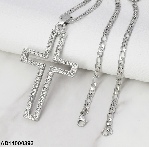 [AD11000393] DIJE PLATEADO CROQUI CRUZ C/ZIRCONIAS 080690
