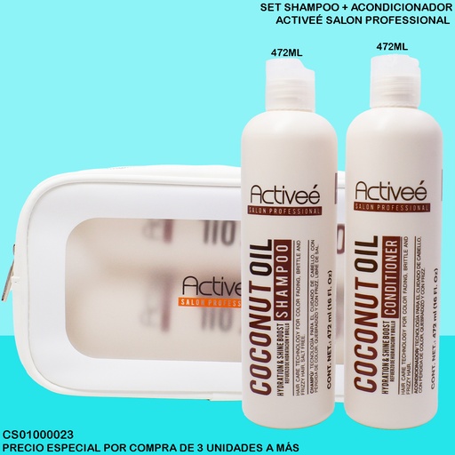 [CS01000023] SET ACTIVEE SHAMPOO + ACOND. 16OZ COCONUT