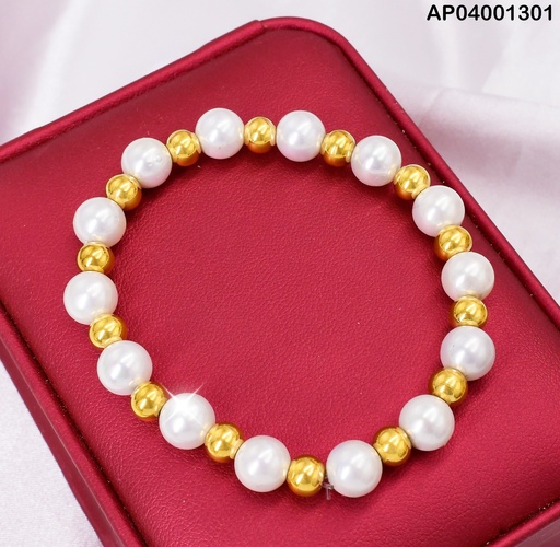 [AP04001301] PULSERA PERLA PELOTA DORADA BB3101801-054