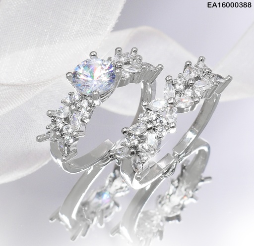 [EA16000388] ANILLO PLATD. DOBLE OJITAS ZIRC. RD. RE066-213