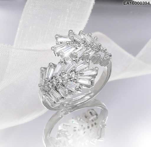 [EA16000394] ANILLO PLATD. OLIVO GRUESO ZIRC. AJUST. RE086-213
