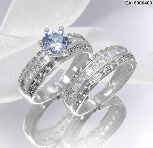 [EA16000400] ANILLO PLATD. DOBLE ZIRC. RD. AJUST RE072-213.