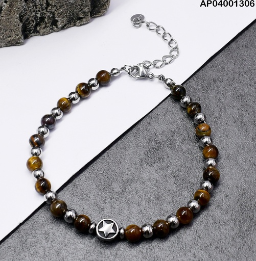 [AP04001306] PULSERA PLATD. BOLITAS CAFE ESTRELLA 081614-W177