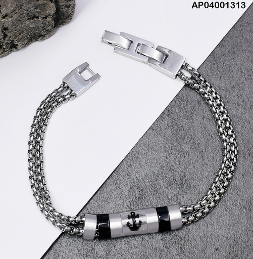 [AP04001313] PULSERA III ANCLA III NEGRAS 081650-W177