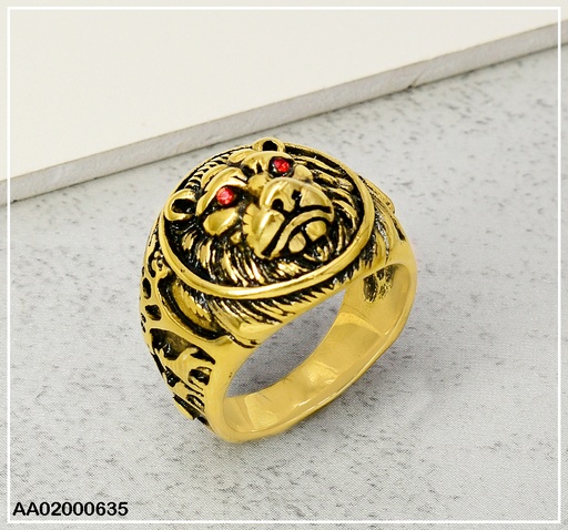 [AA02000635] ANILLO VARON DORADO CABEZA DE LEON 080327