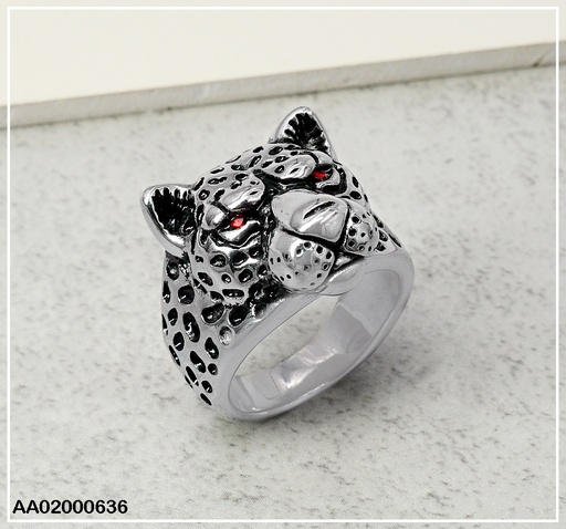 [AA02000636] ANILLO VARON PLATEADO CABEZA DE JAGUAR 080328