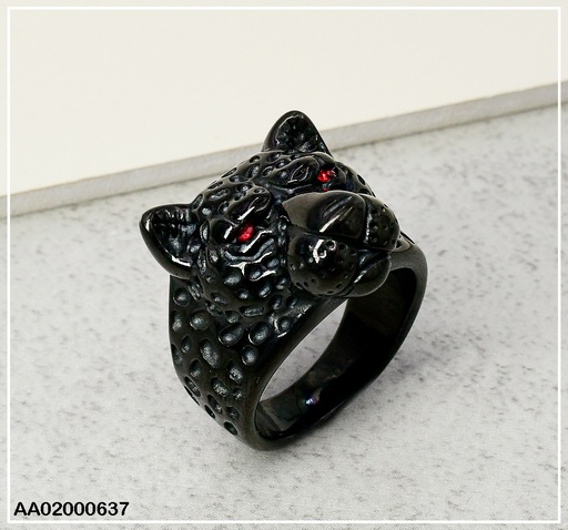 [AA02000637] ANILLO VARON NEGRO CABEZA DE JAGUAR 080329