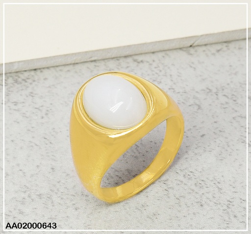 [AA02000643] ANILLO DORADO VARON PIEDRA OVALO BLANCO 080335