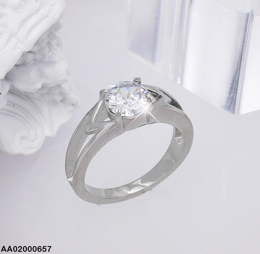 [AA02000657] ANILLO CALADO SOLITARIO PLATEADO 080331