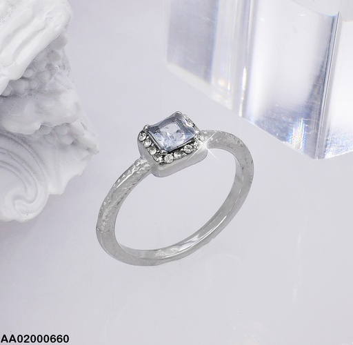 [AA02000660] ANILLO PLATEADO SOLITARIO ZIRC.CUADRADA 0803551
