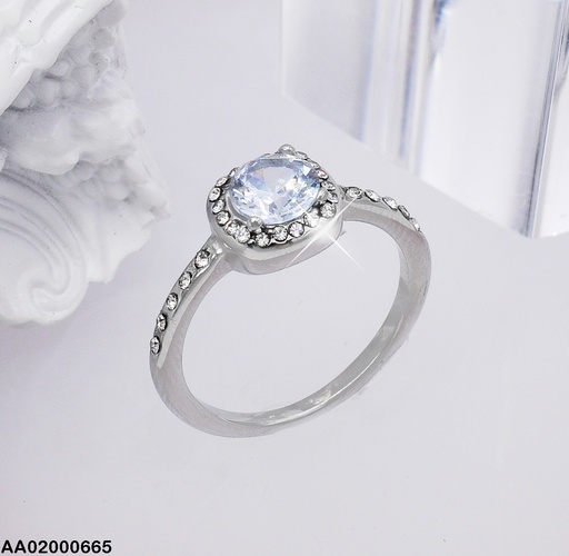 [AA02000665] ANILLO PLATEADO SOLITARIO DORADO ZIRC.CUADRADA 080356