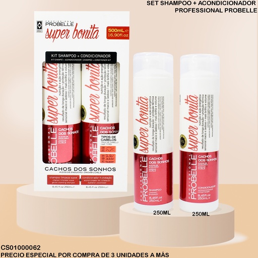 [CS01000062] KIT DE RIZOS ENSUEÑOS  SH Y ACOND 250ML SB PROBELLE