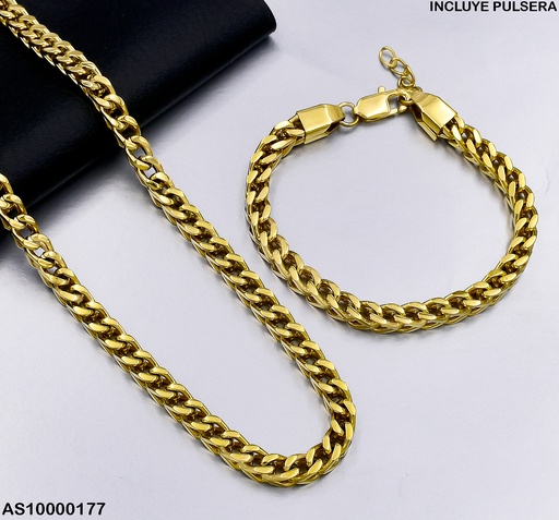 [AS10000177] SET CADENA PULSERA ENTRELAZADA SQ. ANCHA 2S0006868-G029