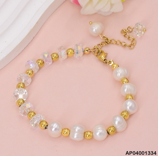 [AP04001334] PULSERA MITAD PERLAS CULTIVADAS/RUEDAS TORNASOL 081392-171