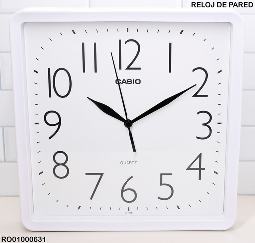 [RO01000631] RELOJ DE PARED CUADRADO BLANCO CASIO IQ-06-7D