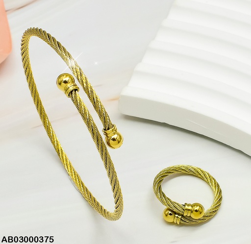 [AB03000375] BRAZALETE TORNEADO PELOTAS EXTREMOS C/ANILLO 080666