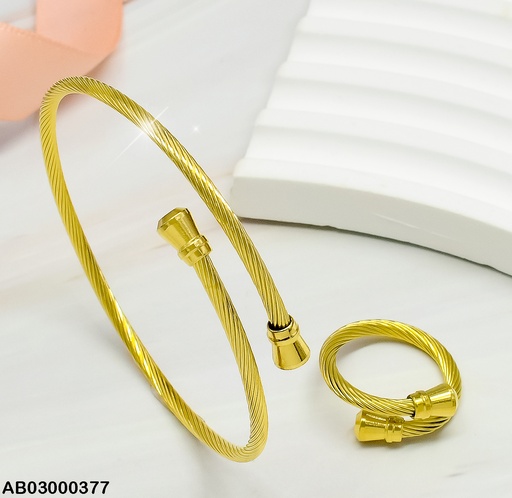 [AB03000377] BRAZALETE TORNEADO CAMAPANA EXTREMOS C/ANILLO 080679